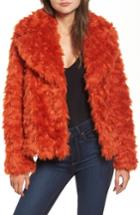 Women's Kendall + Kylie Curly Faux Fur Jacket - Orange