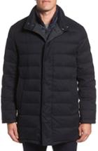 Men's Cole Haan Stand Collar Quilted Down Coat With Inset Bib