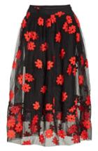 Women's Simone Rocha Floral Embroidered Tulle Skirt Us / 10 Uk - Black