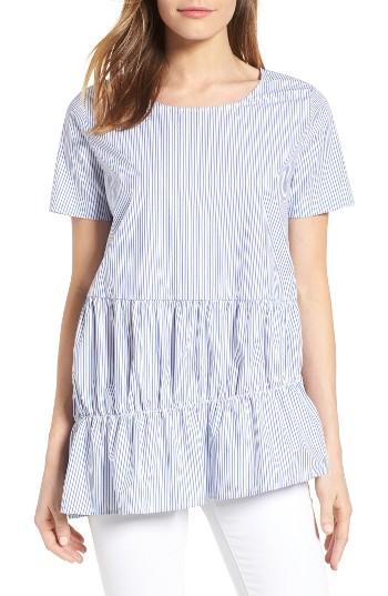 Women's Pleione Ruffle Tier Stripe Top - Blue