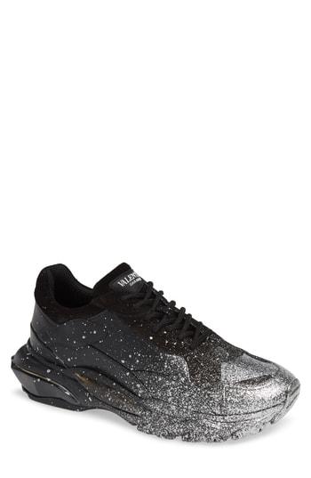 Men's Valentino Garavani Bounce Paint Splatter Sneaker Us / 39eu - Black