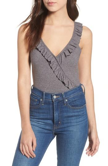 Women's 4si3nna Ruffle Bodysuit - Grey