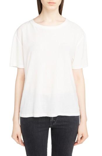 Women's Saint Laurent Logo Boyfriend Tee - White