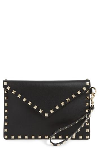 Valentino Garavani Medium Rockstud Leather Clutch -