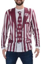 Men's Faux Real College Sports Suit & Tie Costume T-shirt - Burgundy