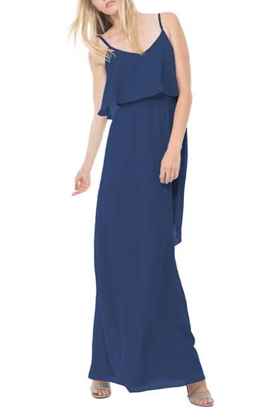 Women's Ceremony By Joanna August 'dani' Popover Bodice Chiffon Maxi Dress - Blue