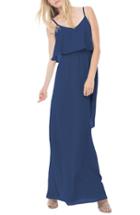 Women's Ceremony By Joanna August 'dani' Popover Bodice Chiffon Maxi Dress - Blue