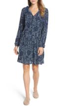 Women's Caslon Ruffle Split Neck Dress, Size - Blue