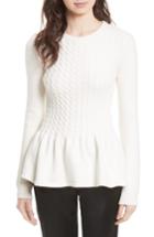 Women's Ted Baker London Mereda Cable Knit Peplum Sweater - White