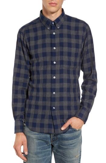 Men's Naked & Famous Denim Fit Plaid Shirt, Size Small - Grey