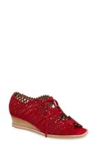 Women's Jeffrey Campbell Espejo Lace-up Wedge M - Red