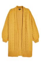 Women's Topshop Long Open Front Cardi Us (fits Like 0) - Yellow