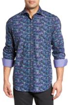 Men's Bugatchi Classic Fit Geo Print Sport Shirt, Size - Purple