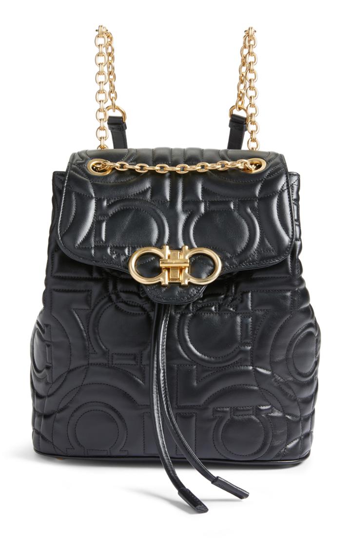 Salvatore Ferragamo Quilted Gancio Leather Backpack -