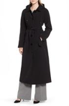 Women's London Fog Long Trench Coat With Detachable Hood & Liner - Black