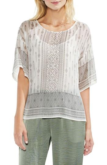 Women's Vince Camuto Delicate Diamond Geo Sheer Top, Size - White