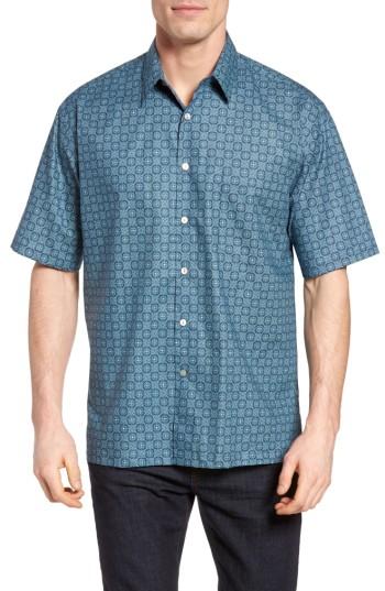 Men's Tori Richard 'atom' Regular Fit Cotton Lawn Sport Shirt, Size - Blue