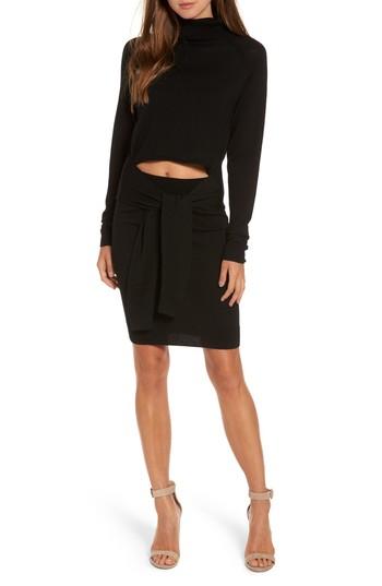 Women's Kendall + Kylie Tie Front Turtleneck Dress