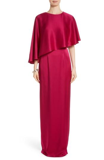 Women's St. John Evening Popover Cape Liquid Crepe Column Gown