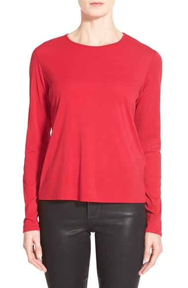 Women's Eileen Fisher Silk Tee, Size - Red