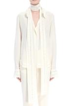Women's Chloe Rhinstone Trim Silk Shirt With Scarf Us / 34 Fr - White