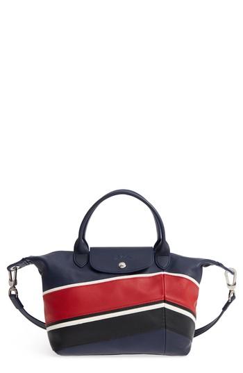 Longchamp Small Le Pliage Cuir - Chevron Leather Tote - Red