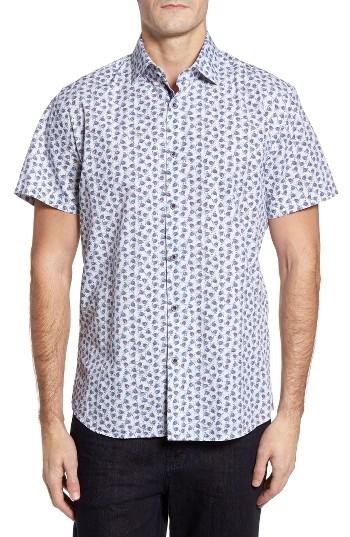Men's Stone Rose Trim Fit Turtle Print Sport Shirt