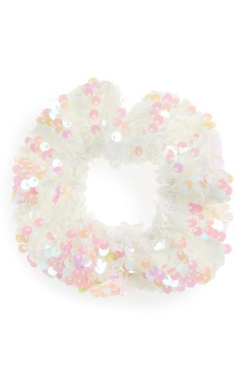 Topshop Sequin Scrunchie, Size - White