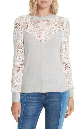 Women's Rebecca Taylor Lace Trim Knit Pullover