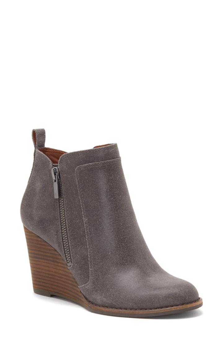 Women's Lucky Brand Yahir Wedge Bootie .5 M - Grey