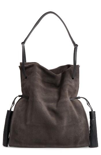 Allsaints 'freedom' Suede Hobo - Grey