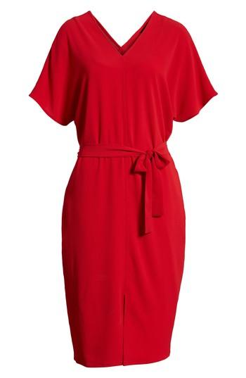 Women's Bobeau Stretch Crepe Dress, Size - Red
