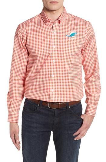 Men's Cutter & Buck Miami Dolphins - League Regular Fit Sport Shirt - Orange