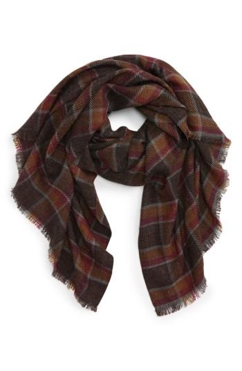 Women's Sole Society Lightweight Plaid Scarf, Size - Brown
