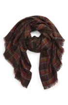 Women's Sole Society Lightweight Plaid Scarf, Size - Brown