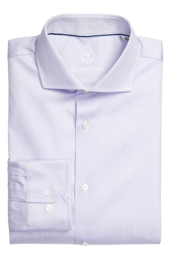 Men's Bugatchi Trim Fit Dot Jacquard Dress Shirt - Purple