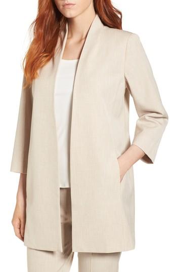 Women's Eileen Fisher Long Open Front Jacket, Size - Beige