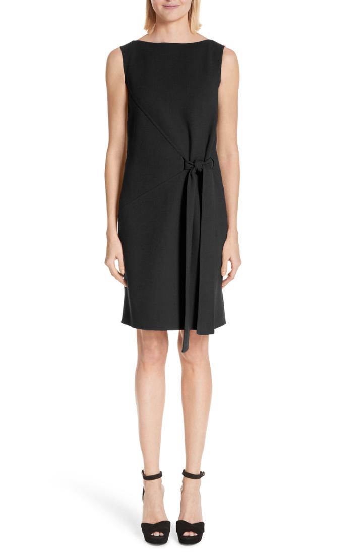 Women's Oscar De La Renta Side Tie Wool Blend Crepe Dress