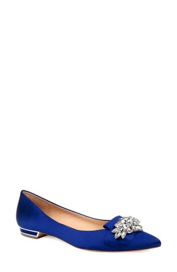 Women's Badgley Mischka Valeria Crystal Embellished Flat .5 M - Blue