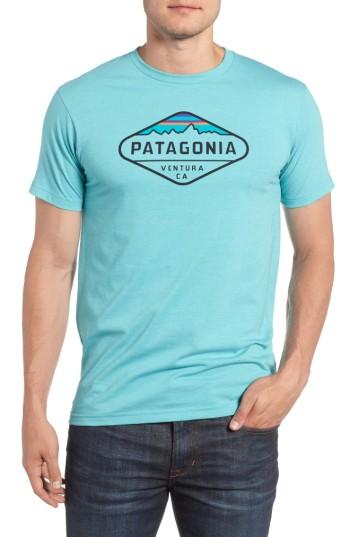 Men's Patagonia 'fitz Roy Crest' Slim Fit Organic Cotton Blend T-shirt - Blue
