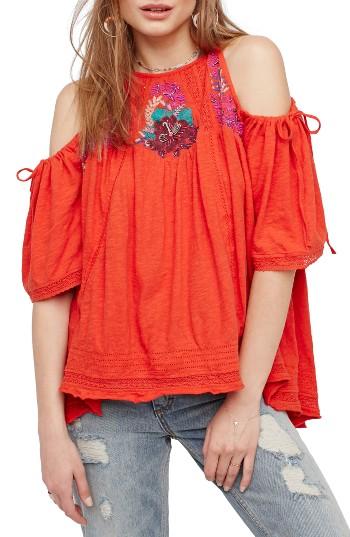 Women's Free People Fast Times Cold Shoulder Top - Red