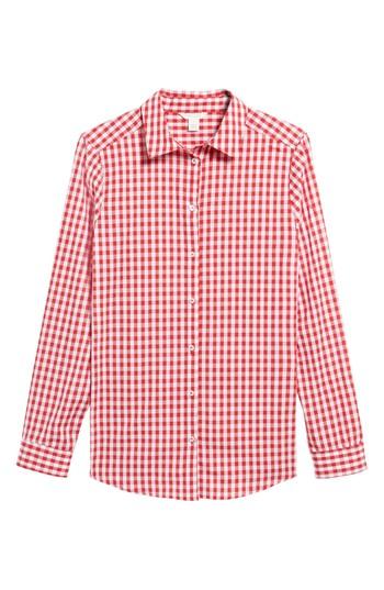 Petite Women's Caslon Button Front Shirt P - Red