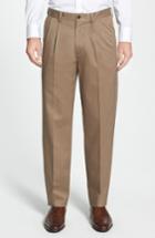 Men's Nordstrom Men's Shop 'classic' Smartcare(tm) Relaxed Fit Double Pleated Cotton Pants X 33 - Beige (online Only)