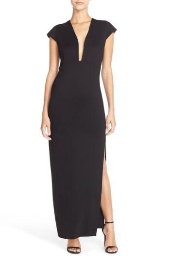 Women's Fraiche By J Plunge Neck Jersey Maxi Dress