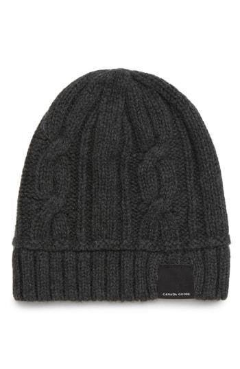 Women's Canada Goose Cabled Merino Wool Toque Beanie - Grey