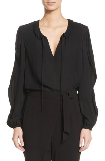 Women's St. John Collection Silk Crepe De Chine Blouse - Black