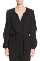 Women's St. John Collection Silk Crepe De Chine Blouse - Black