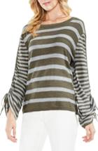 Women's Vince Camuto Drawstring Sleeve Stripe Sweater, Size - Green