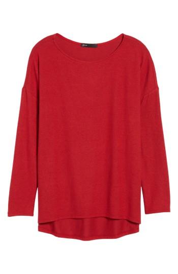 Women's Gibson Cozy Fleece Ballet Neck High/low Pullover - Red