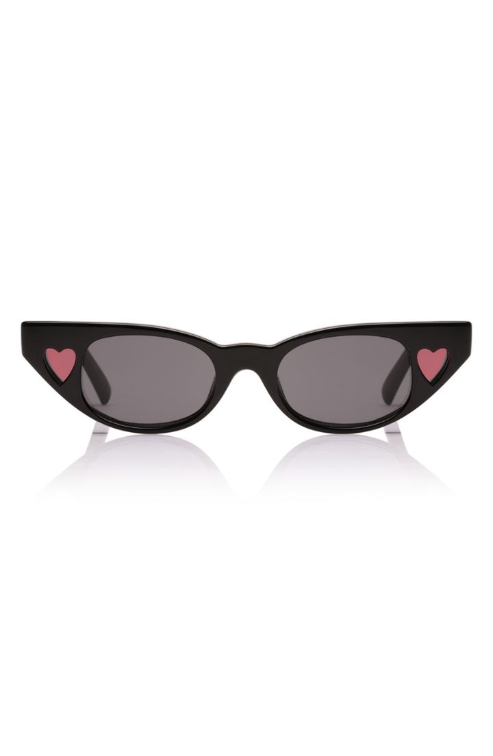 Women's Adam Selman X Le Specs Luxe The Heartbreaker 47mm Cat Eye Sunglasses - Black/ Smoke Mono